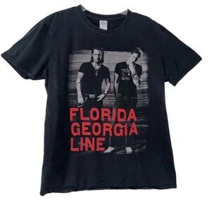 Gildan | Black Florida Georgia Line Short Sleeve Concert Tour Band Tee, Large